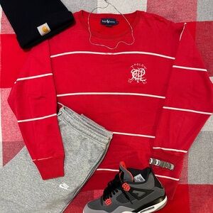 [RARE] Vintage Polo Ralph Lauren Red and White Scribble Sweatshirt